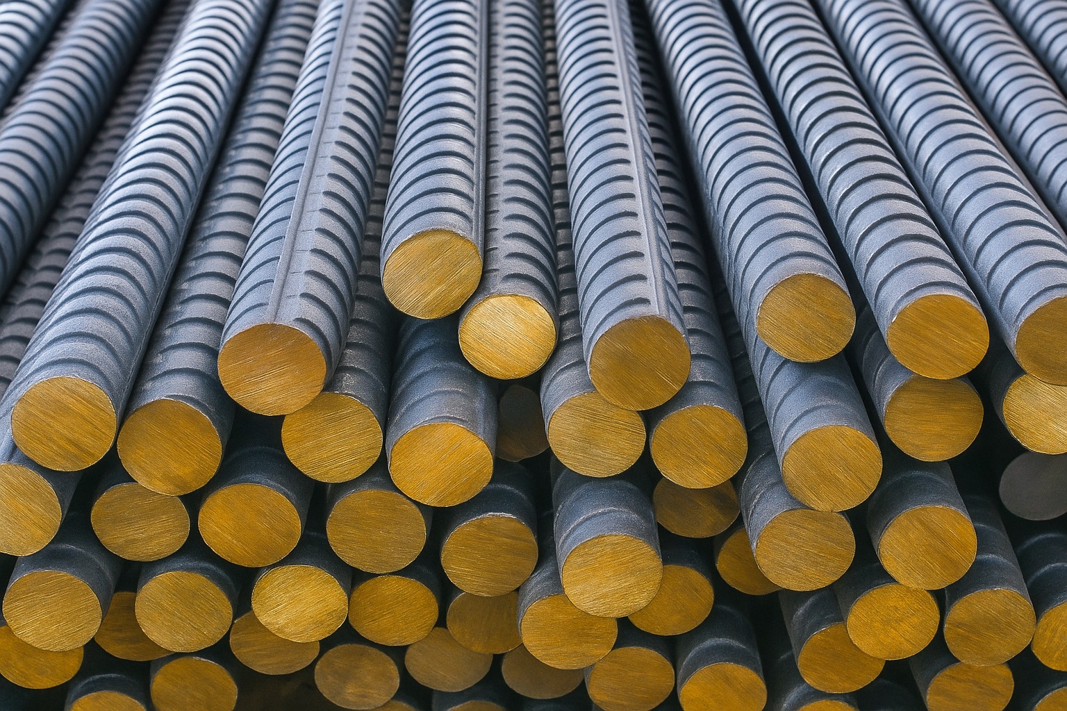 Steel TMT bars at a construction site